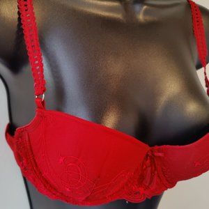 Pleasure State Red Bra Lace and Mesh 36 B
